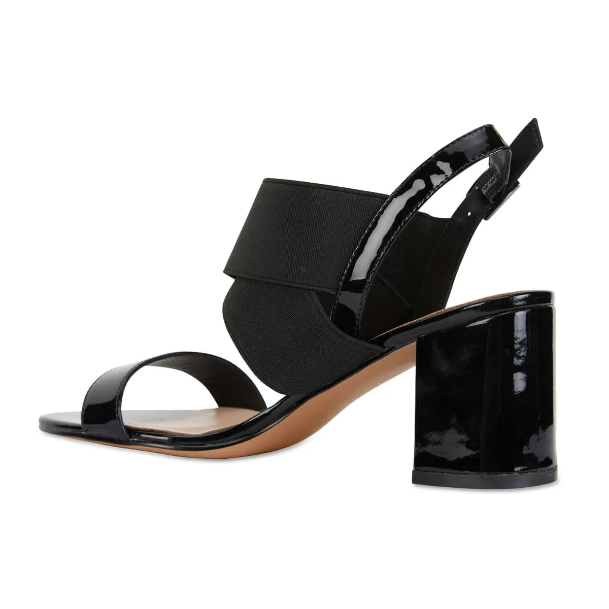 Petal Heel in Black Leather