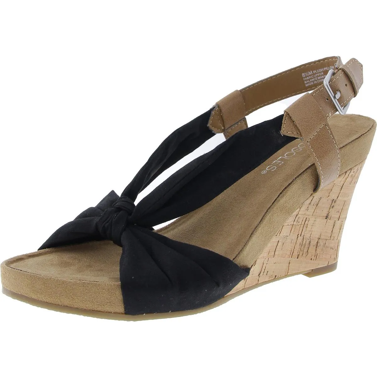 Plush Pillow Womens Knot-Front Slingback Wedges