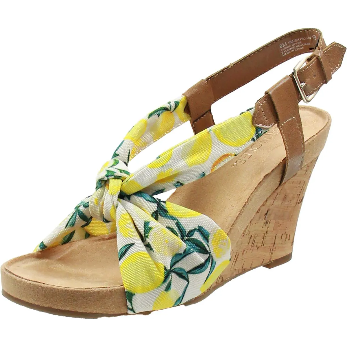Plush Pillow Womens Knot-Front Slingback Wedges