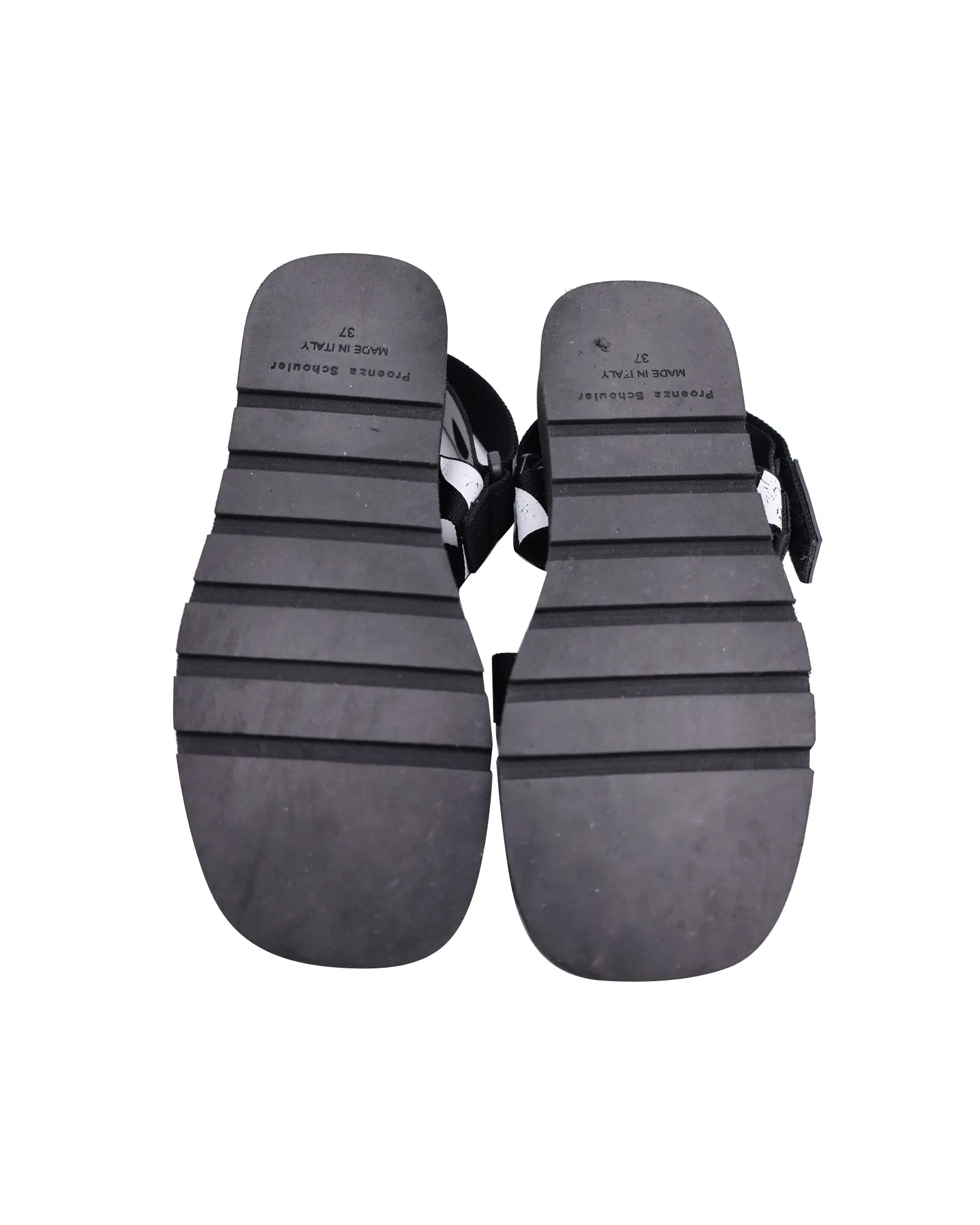 Proenza Schouler Logo-Print Slingback Sandals in Black Canvas