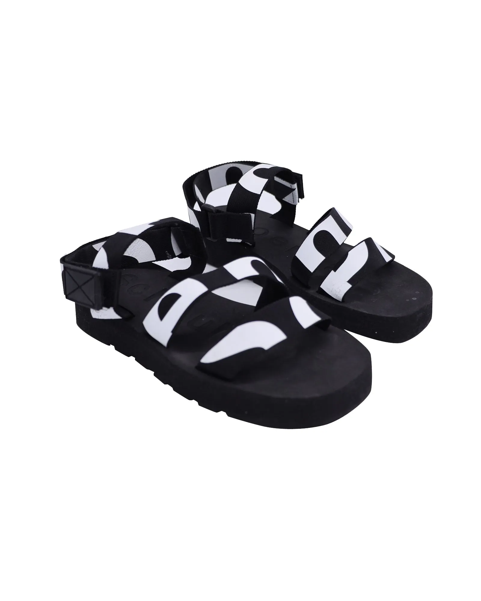 Proenza Schouler Logo-Print Slingback Sandals in Black Canvas