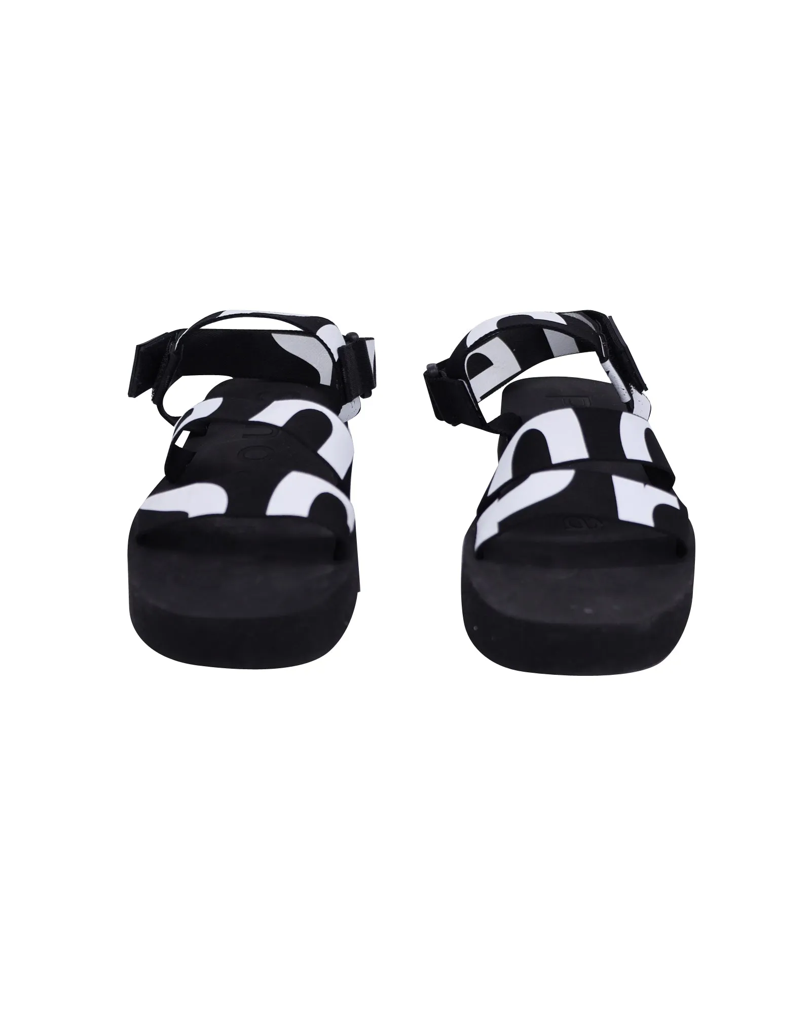 Proenza Schouler Logo-Print Slingback Sandals in Black Canvas