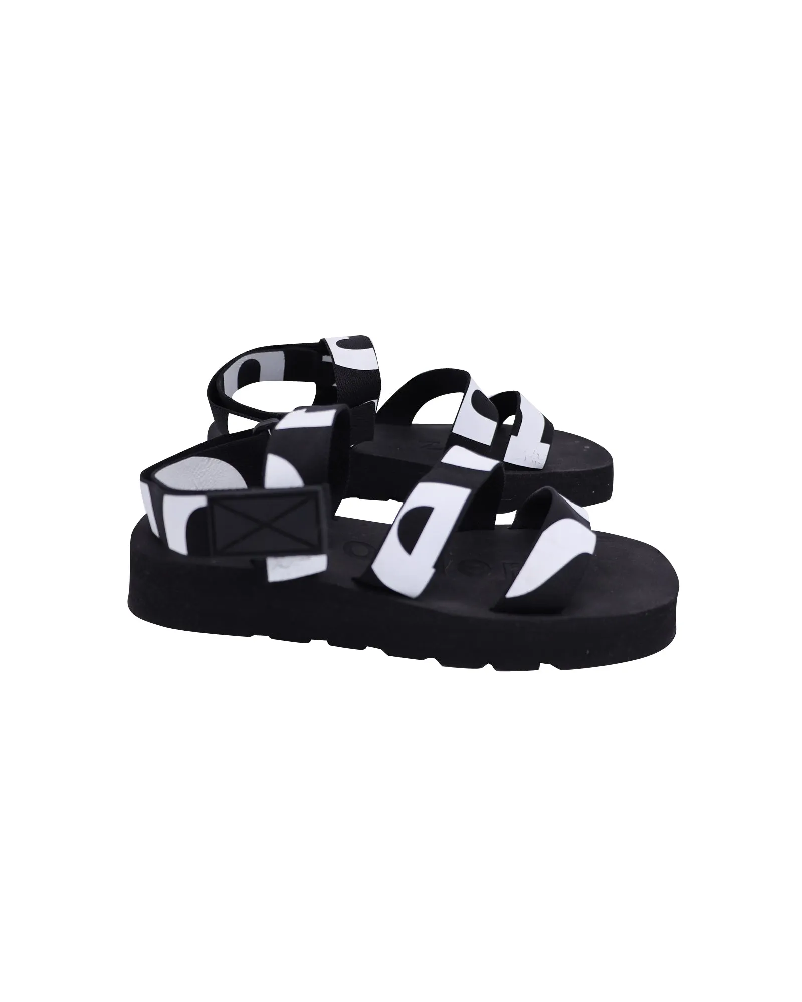 Proenza Schouler Logo-Print Slingback Sandals in Black Canvas