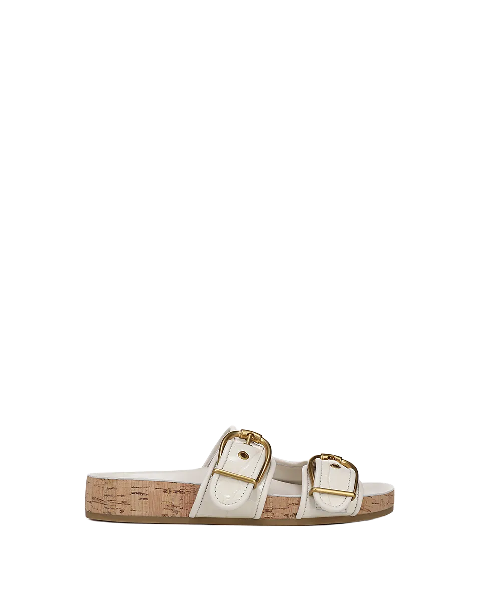 Prue Croc-Embossed Buckle Sandal