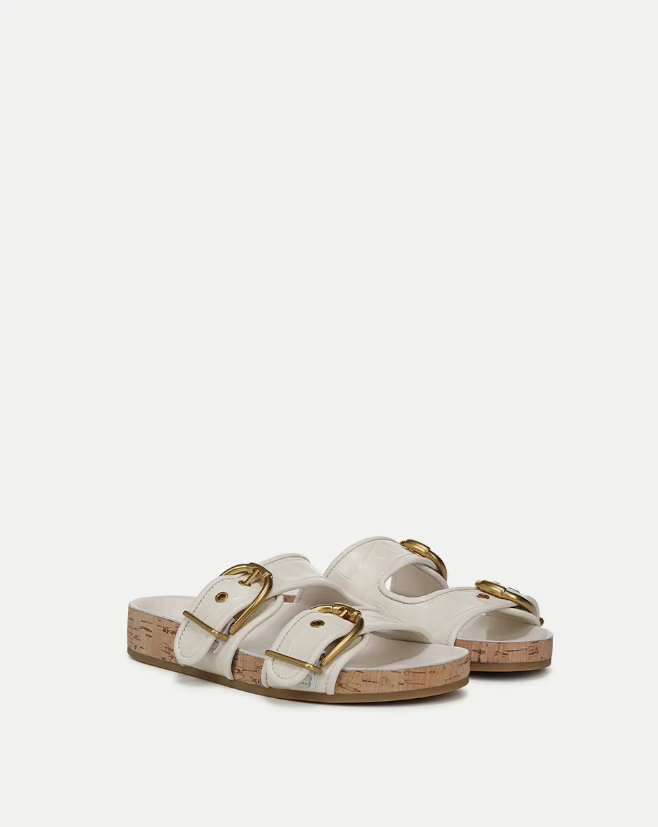 Prue Croc-Embossed Buckle Sandal