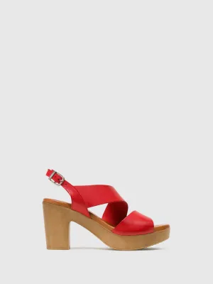 Red Buckle Sandals