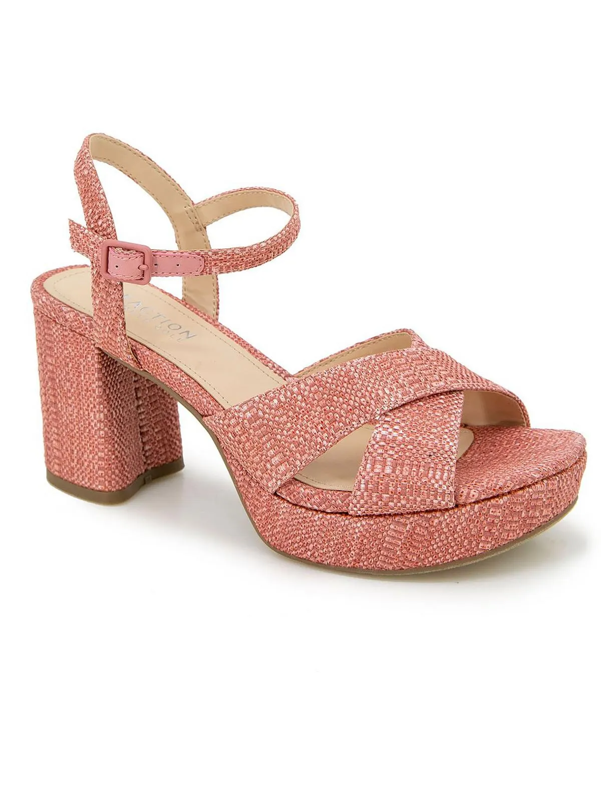 Reeva Womens Patent Ankle Strap Block Heel