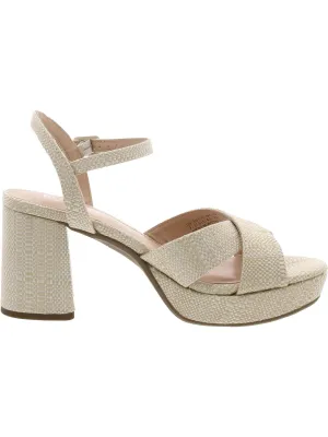 Reeva Womens Patent Ankle Strap Block Heel