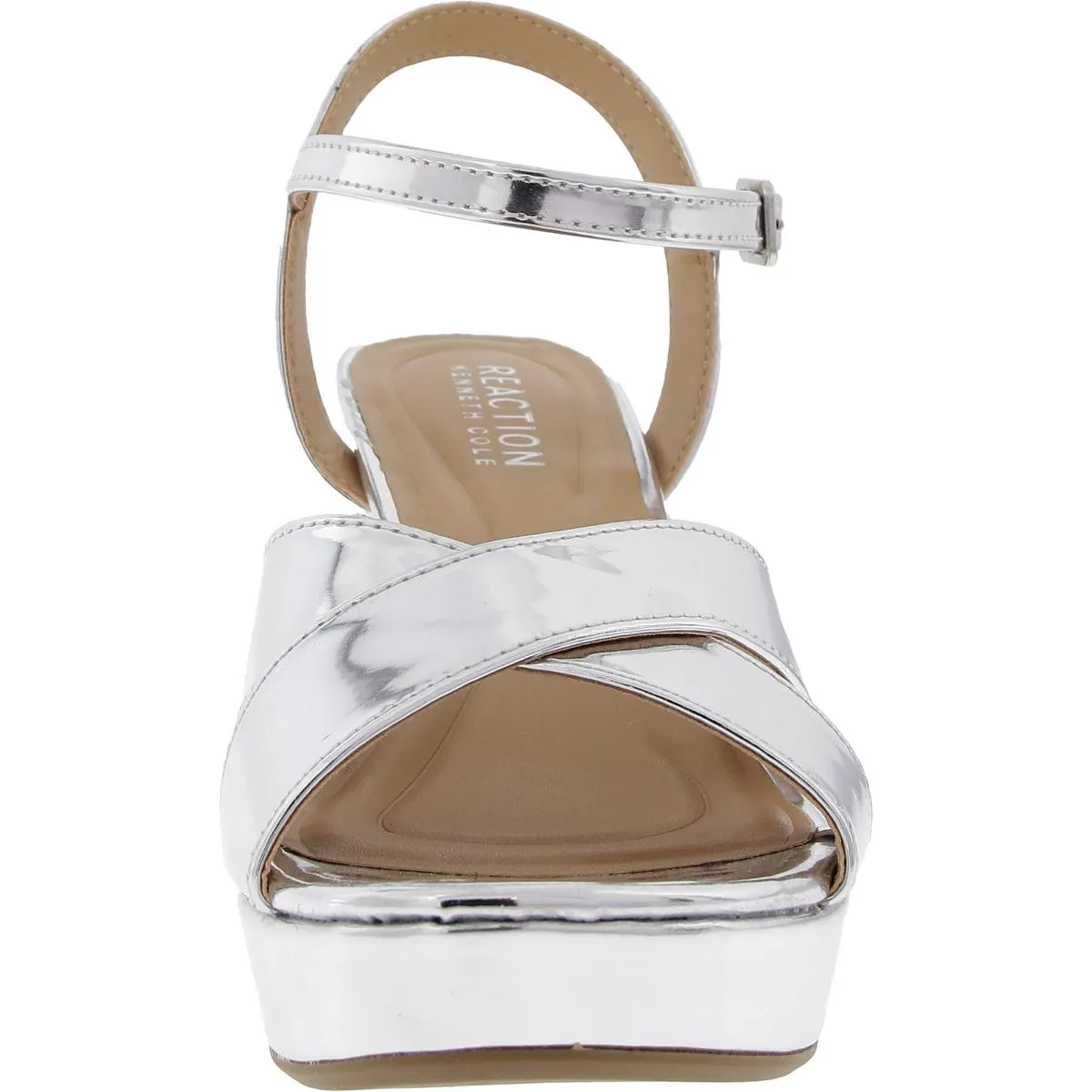 Reeva Womens Patent Ankle Strap Block Heel