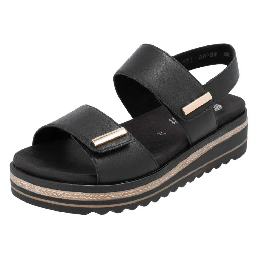 Remonte Jocelyn 59 Black Leather Sandal (Women's)