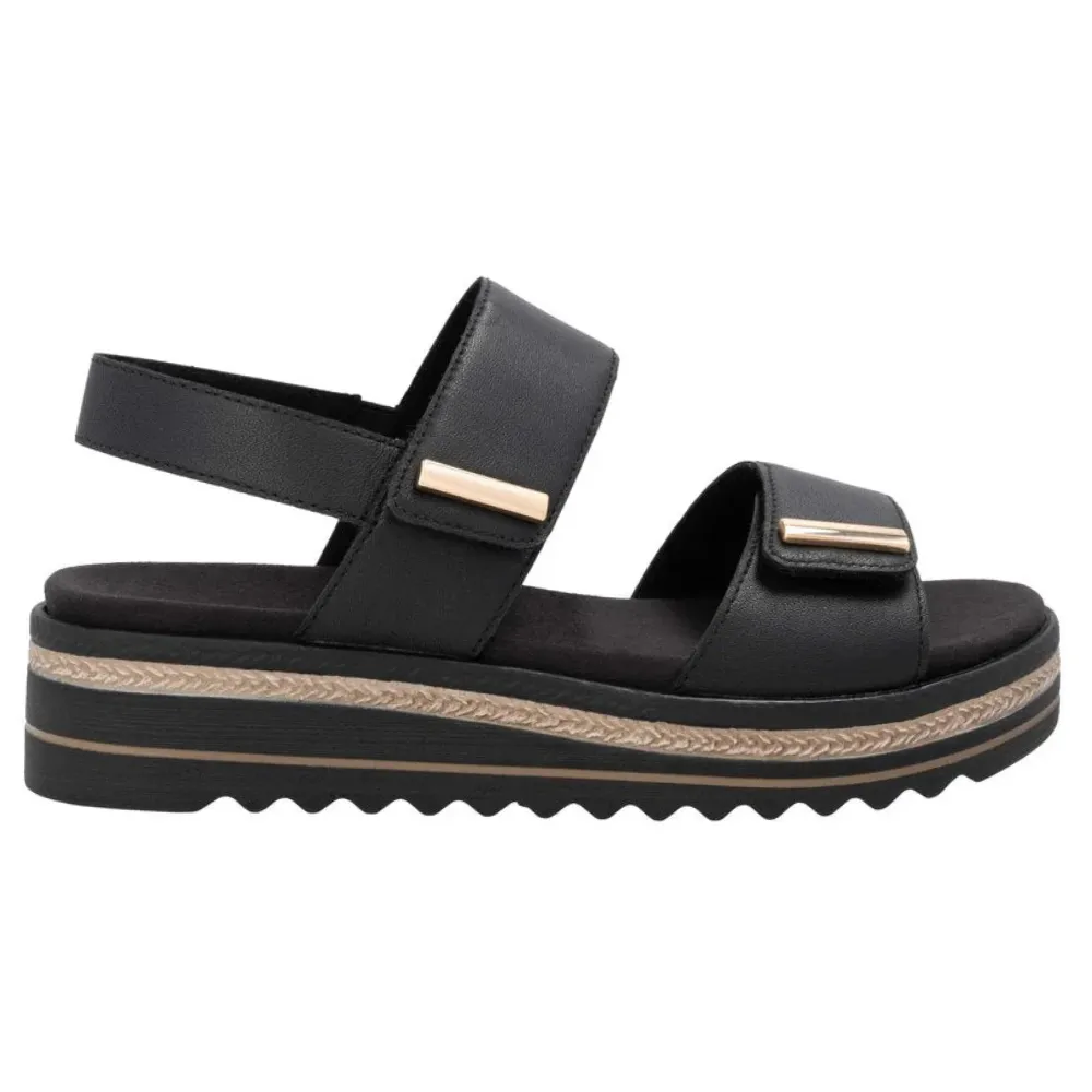 Remonte Jocelyn 59 Black Leather Sandal (Women's)