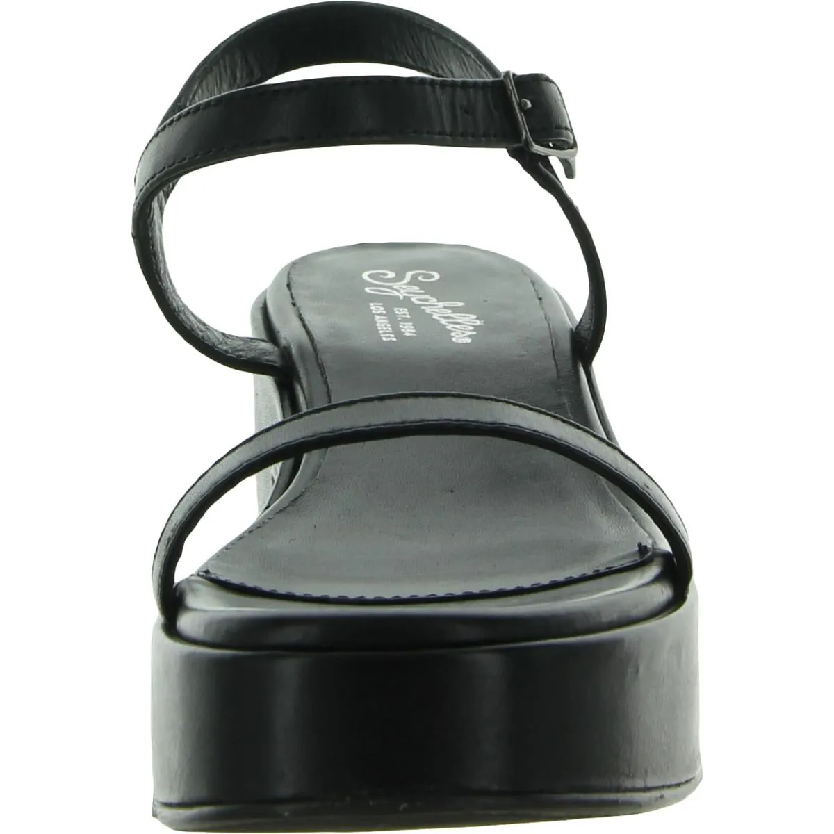 Rest Assured Womens Leather Ankle Strap Flatform Sandals