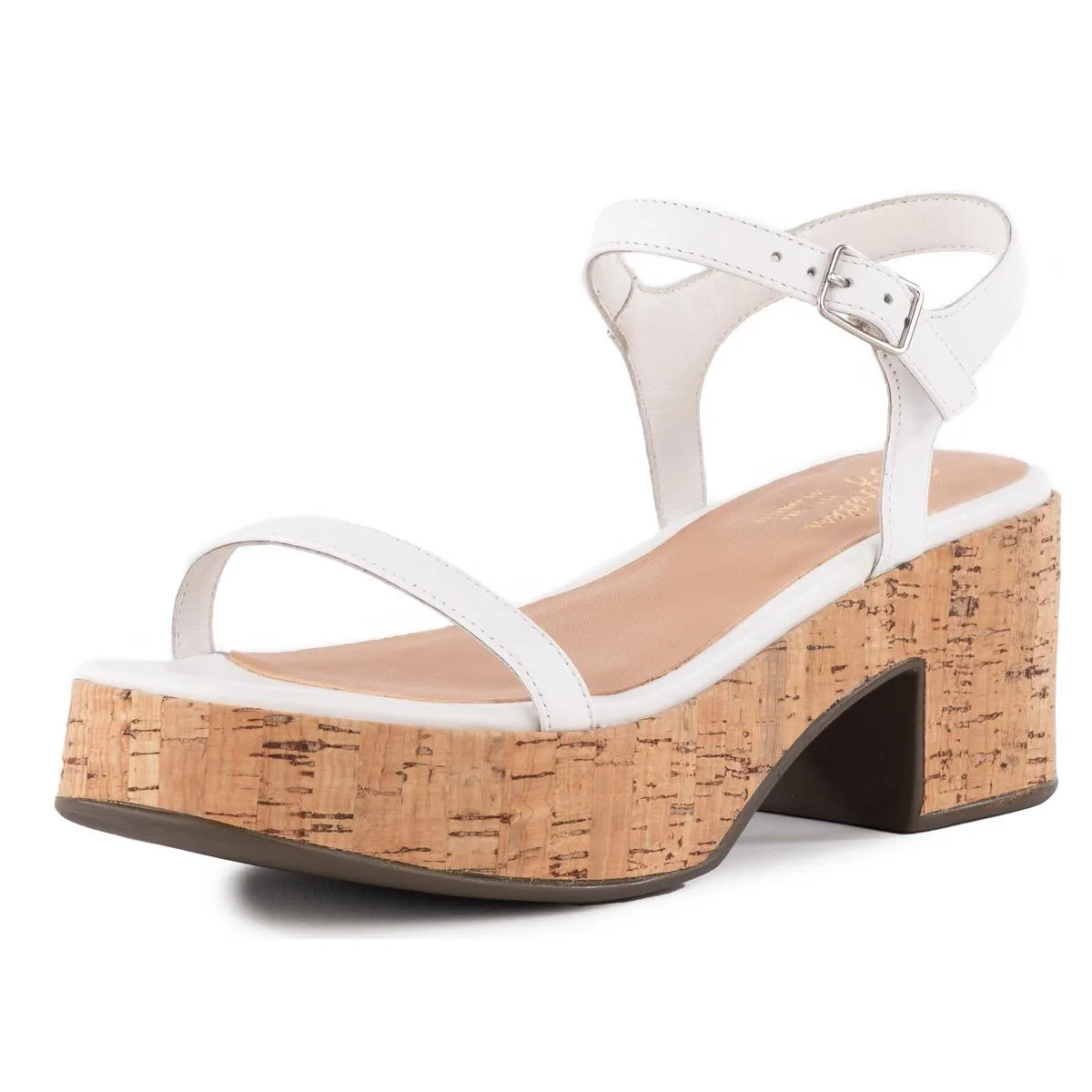 Rest Assured Womens Leather Ankle Strap Flatform Sandals