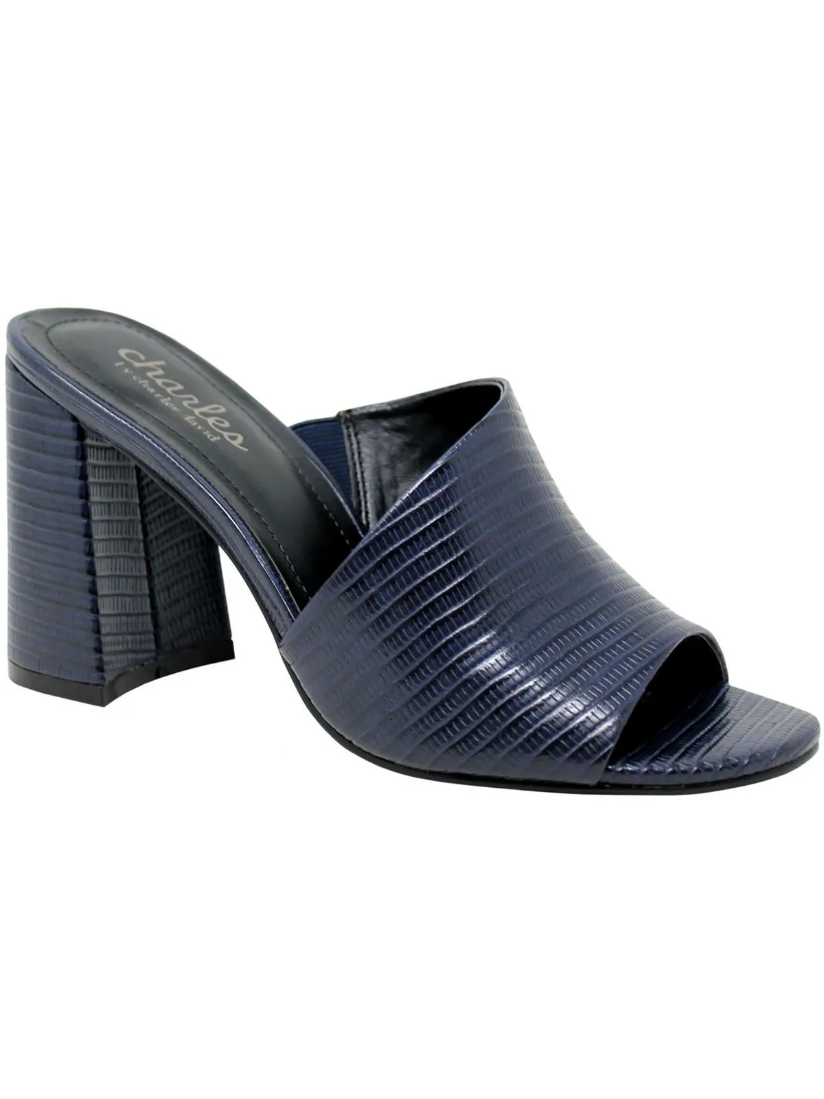 Reveal Womens Faux Leather Peep-Toe Block Heel