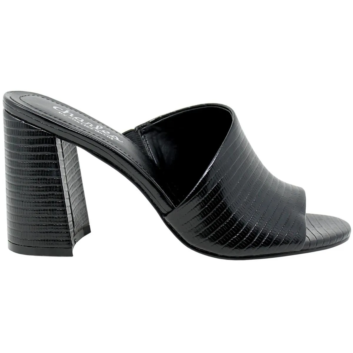 Reveal Womens Faux Leather Peep-Toe Block Heel