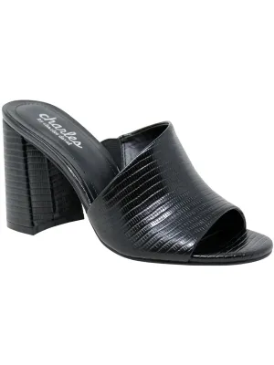 Reveal Womens Faux Leather Peep-Toe Block Heel