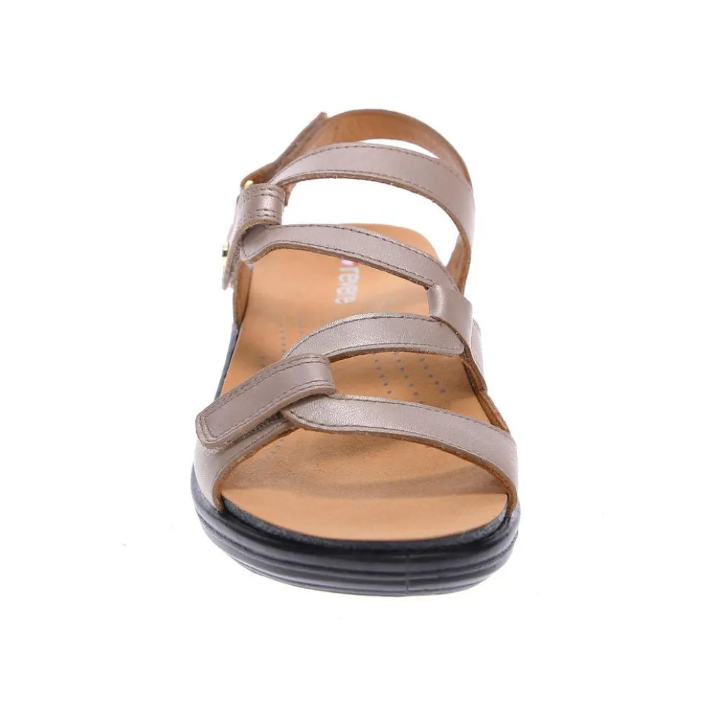 Revere Emerald 3 Strap Champagne Leather Sandal (Women's)