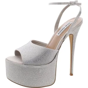 Ria Womens Rhinestone Textured Platform Sandals