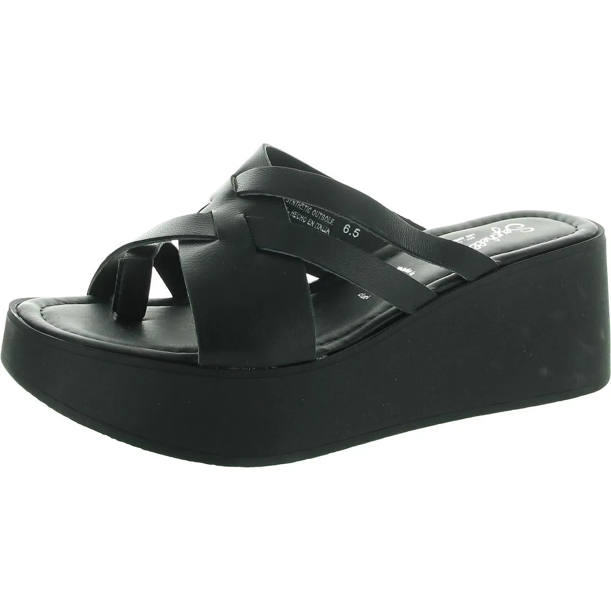 Rock Steady Womens Criss-Cross Leather Wedge Sandals