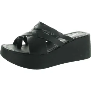 Rock Steady Womens Criss-Cross Leather Wedge Sandals
