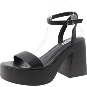 Rosetta Womens Buckle Faux Leather Platform Sandals