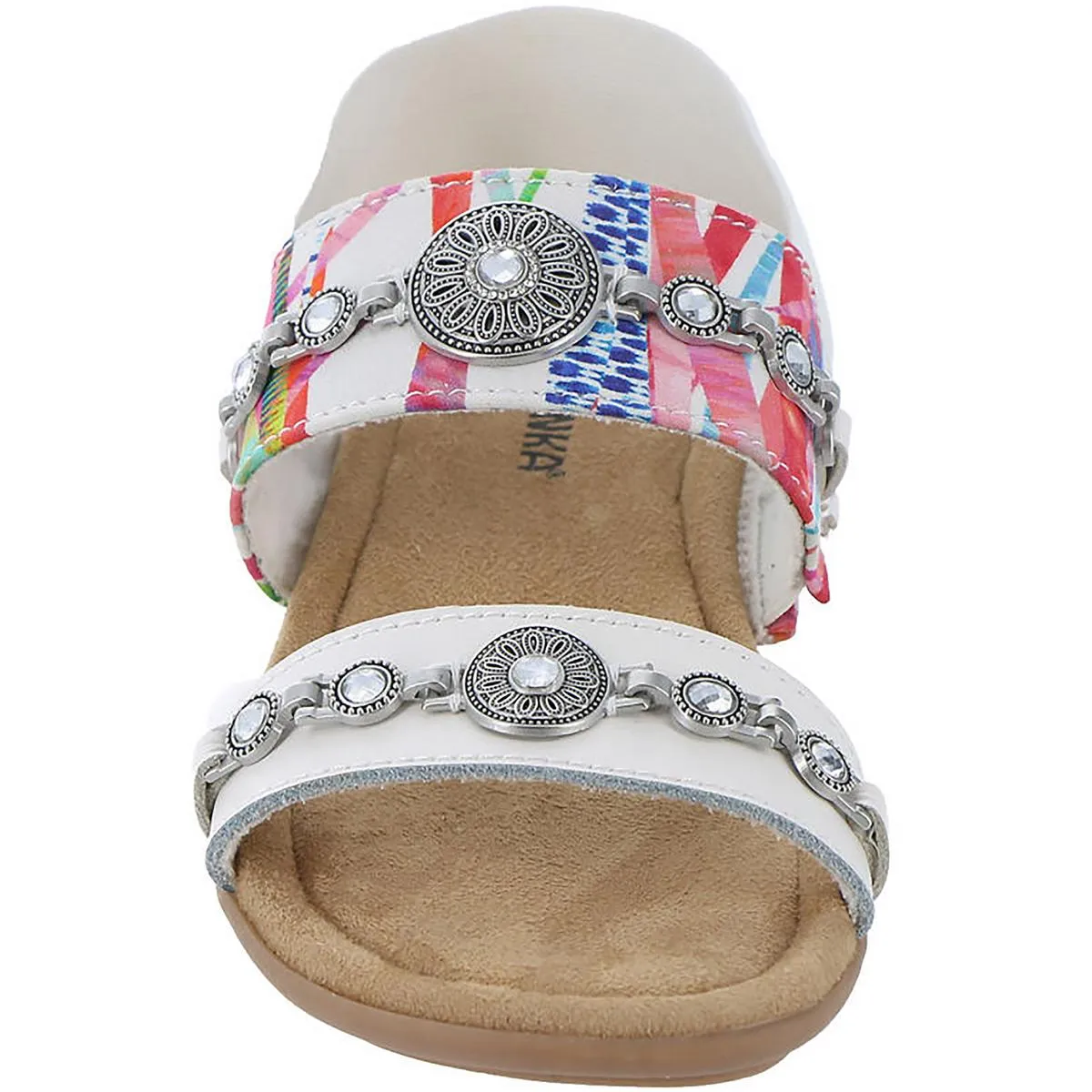 Sabine  Womens Leather Slip On Wedge Sandals