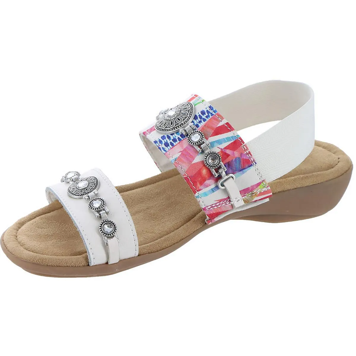 Sabine  Womens Leather Slip On Wedge Sandals