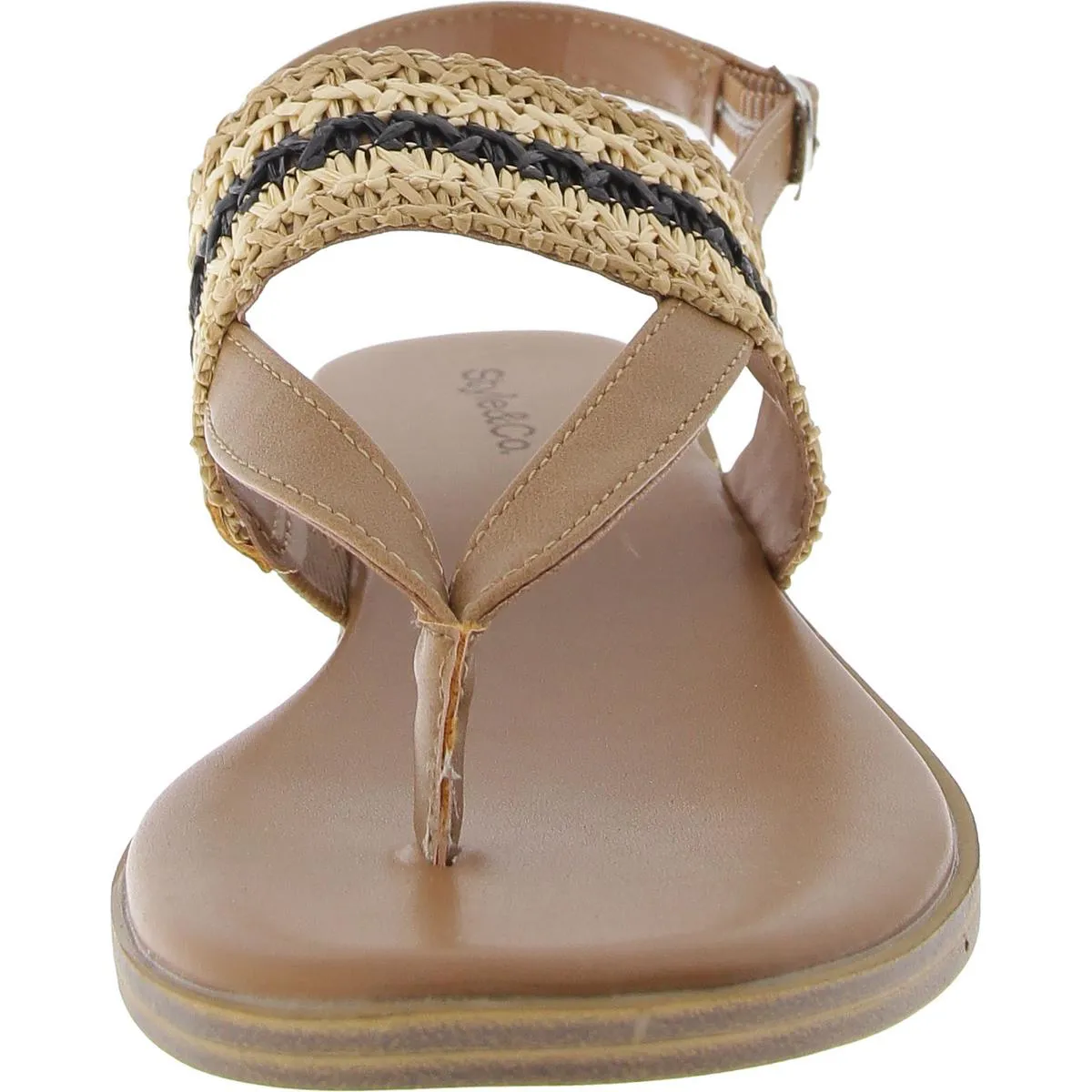 Sadiee Womens Raffia Open Toe Thong Sandals