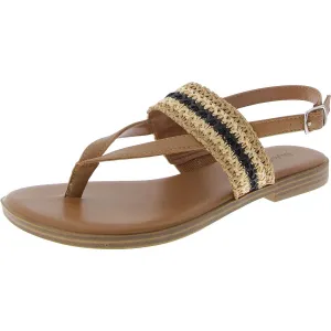 Sadiee Womens Raffia Open Toe Thong Sandals
