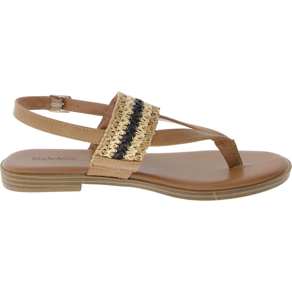 Sadiee Womens Raffia Open Toe Thong Sandals