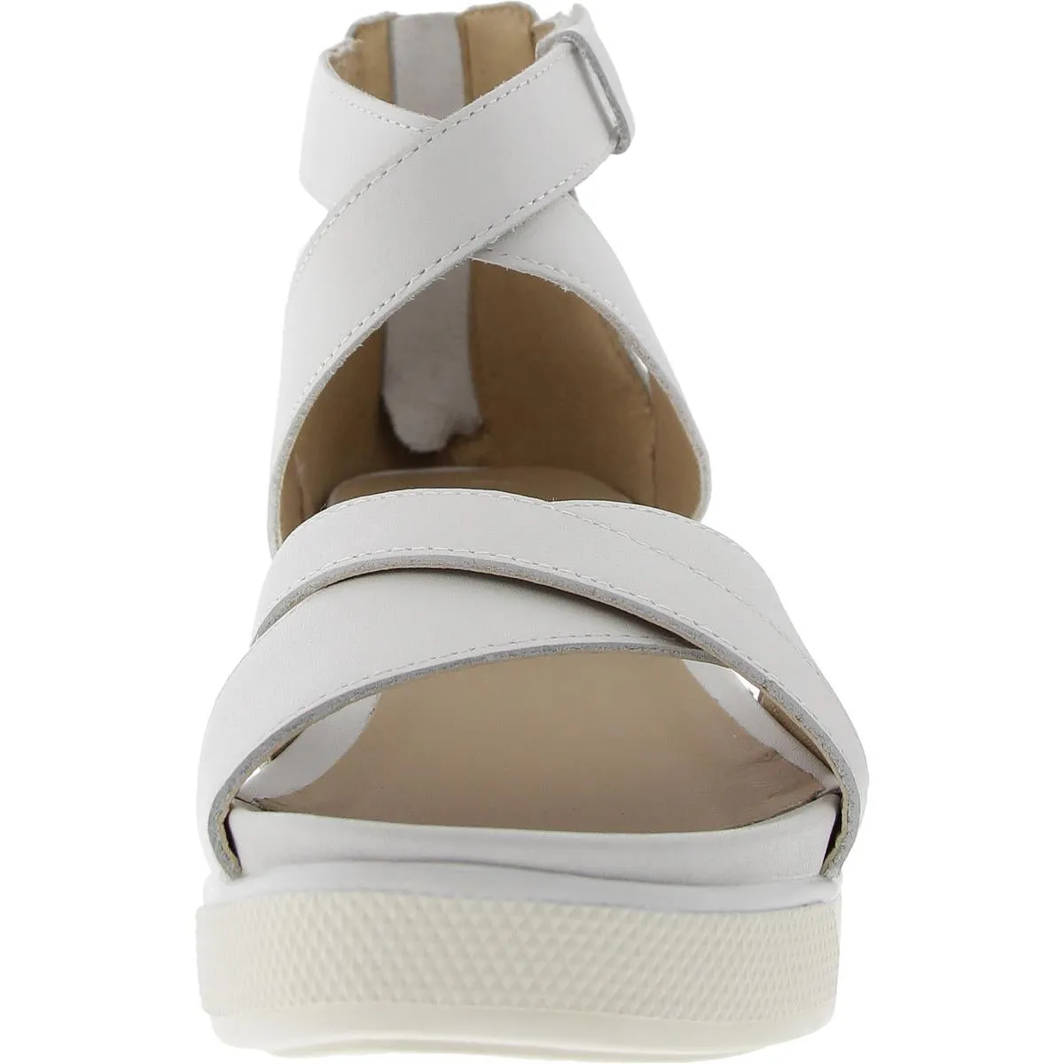 SALLYLT Womens Zipper Faux Leather Flatform Sandals