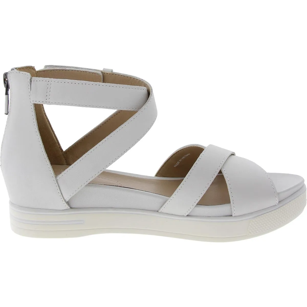 SALLYLT Womens Zipper Faux Leather Flatform Sandals