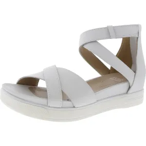 SALLYLT Womens Zipper Faux Leather Flatform Sandals