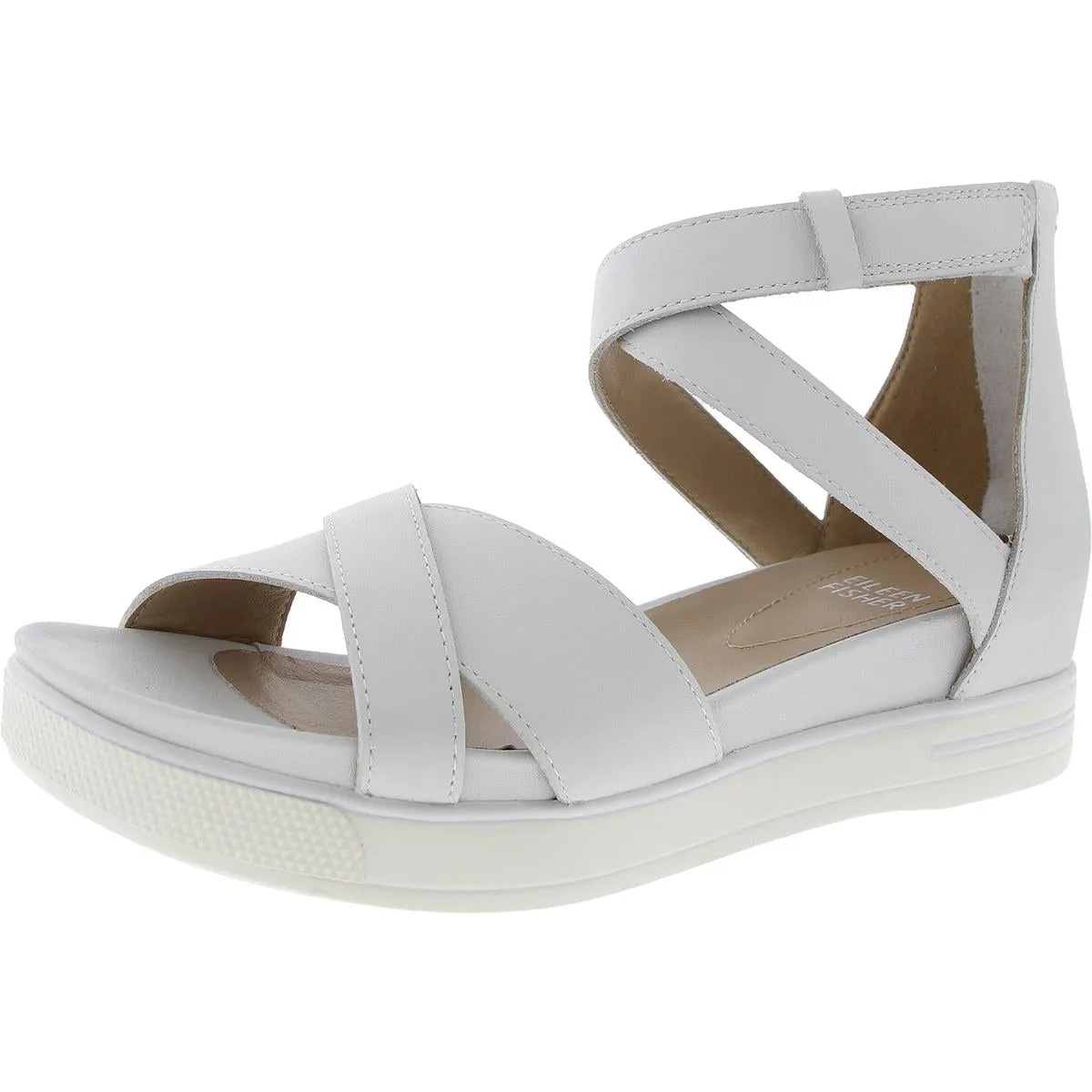 SALLYLT Womens Zipper Faux Leather Flatform Sandals