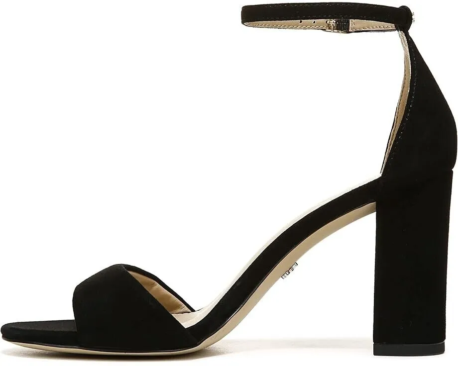 Sam Edelman Robyn Sandals Women's 10 Black Suede Ankle Strap Block Heel KHD287