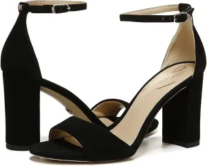 Sam Edelman Robyn Sandals Women's 10 Black Suede Ankle Strap Block Heel KHD287