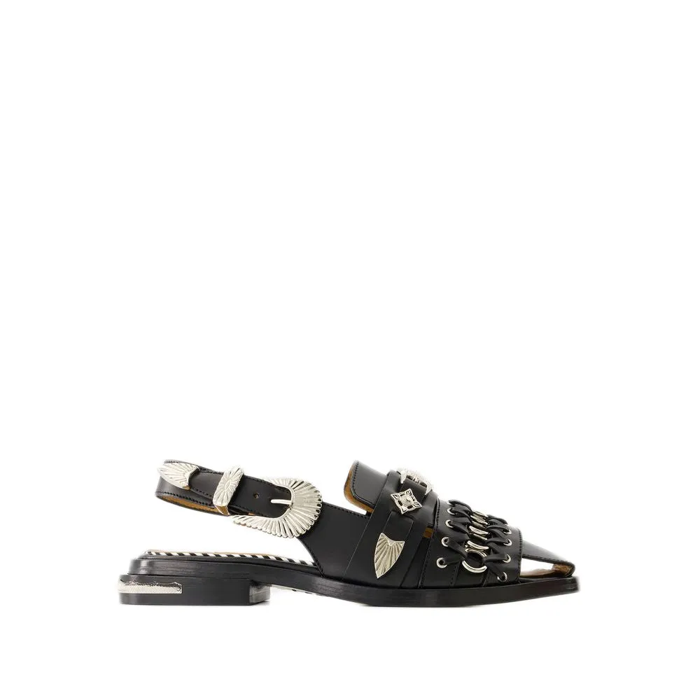 Sandals - Leather - Black