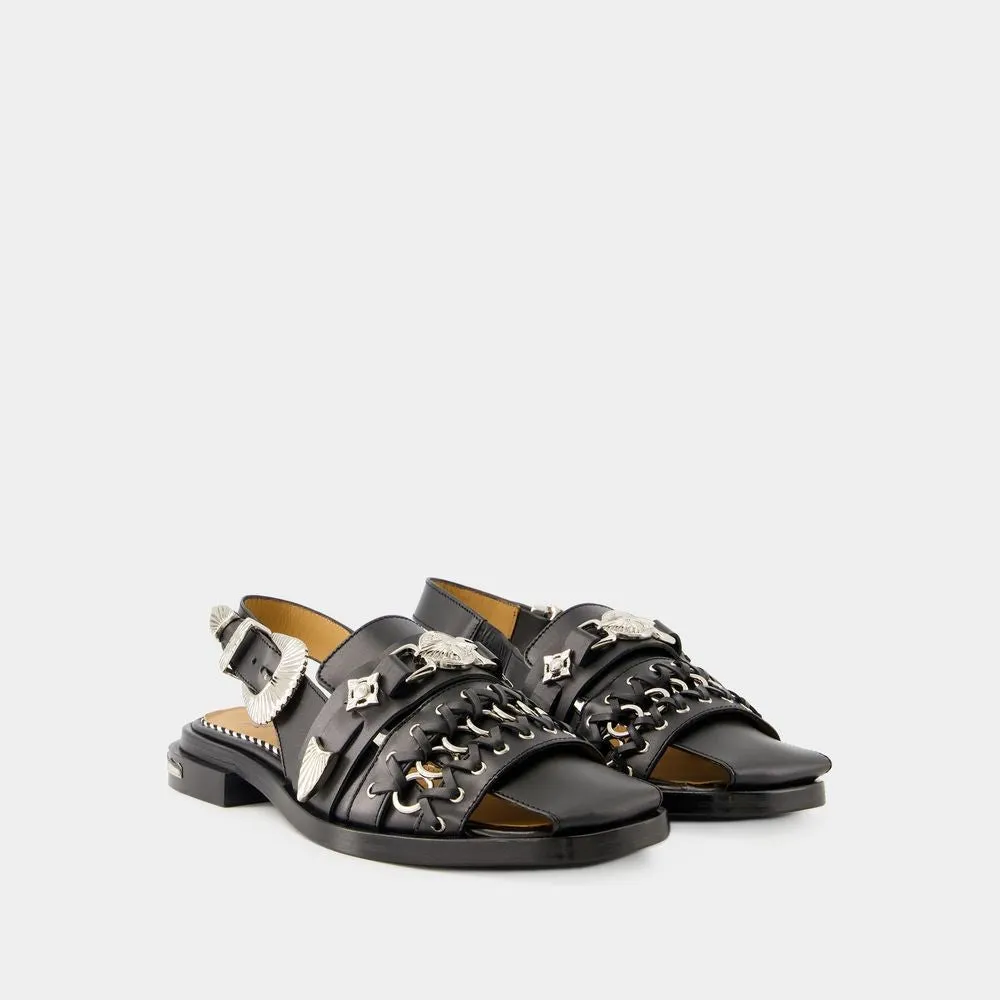 Sandals - Leather - Black