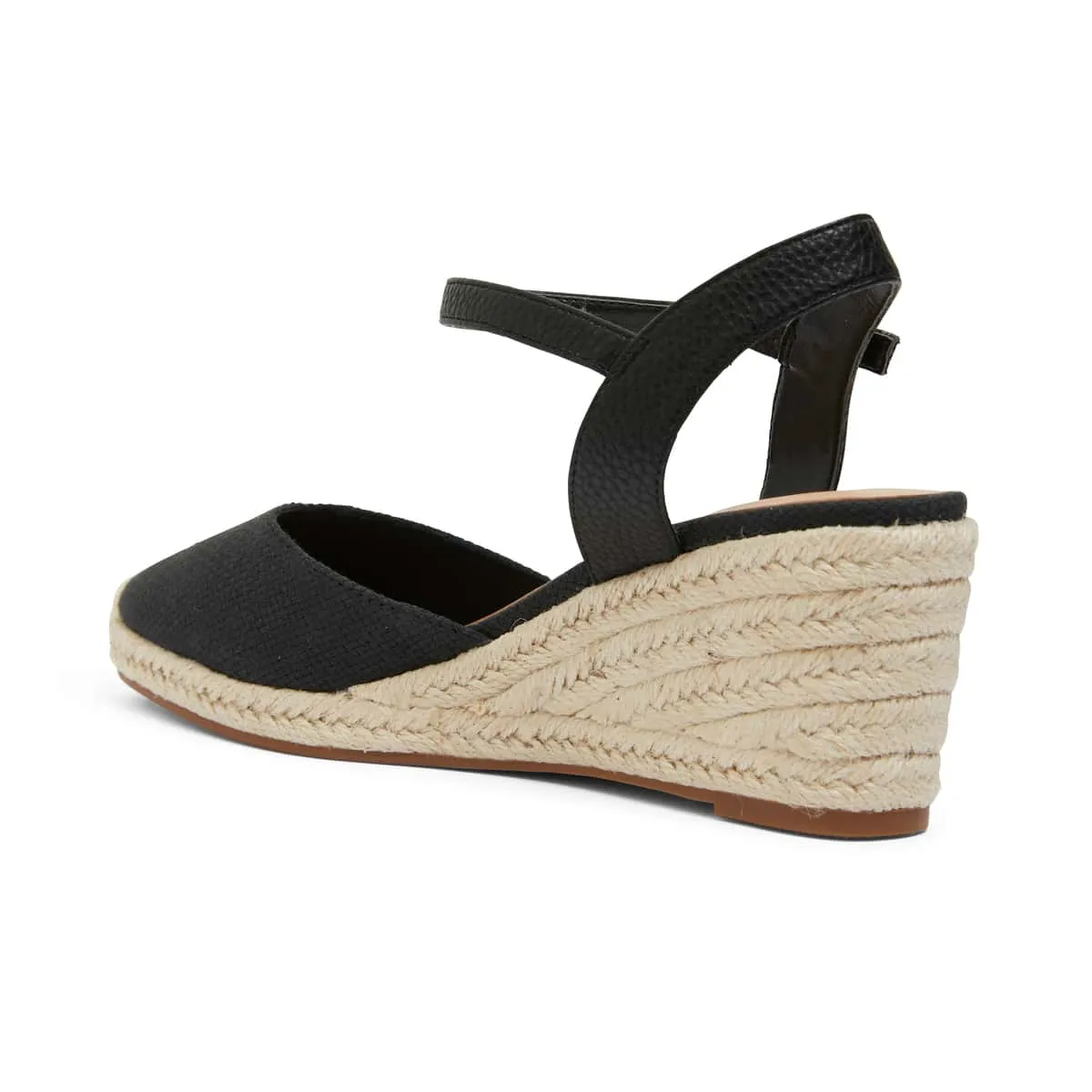 Santos Wedge in Black Fabric