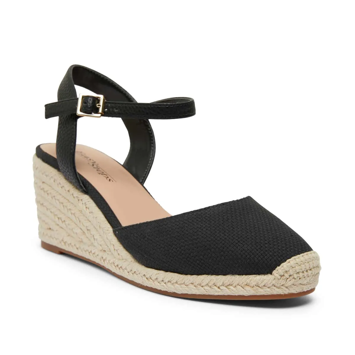 Santos Wedge in Black Fabric