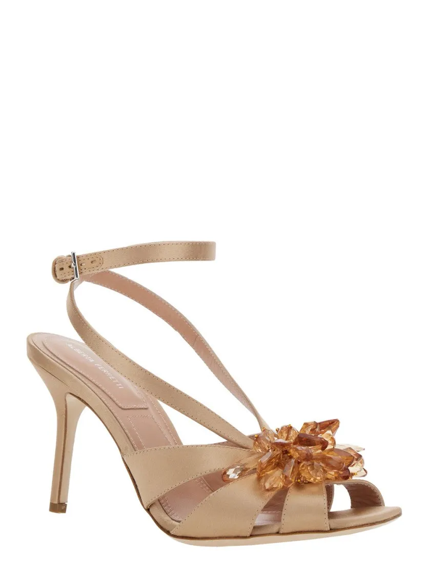 Satin Embroidery Sandals