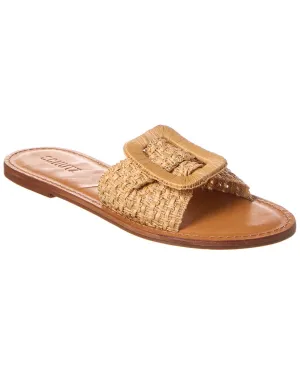Schutz Cinna Raffia & Leather Flat