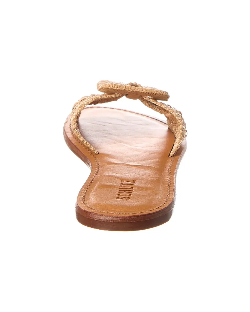 Schutz Cinna Raffia & Leather Flat