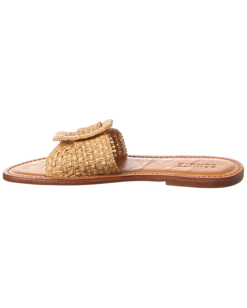 Schutz Cinna Raffia & Leather Flat