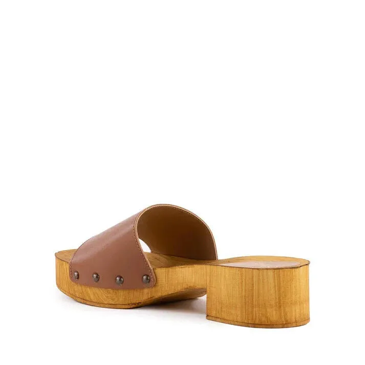Seychelles Marine Layer Slide Womens Size 6 Cognac Leather Slip On Sandal KHD816