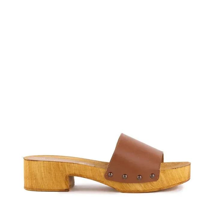 Seychelles Marine Layer Slide Womens Size 6 Cognac Leather Slip On Sandal KHD816