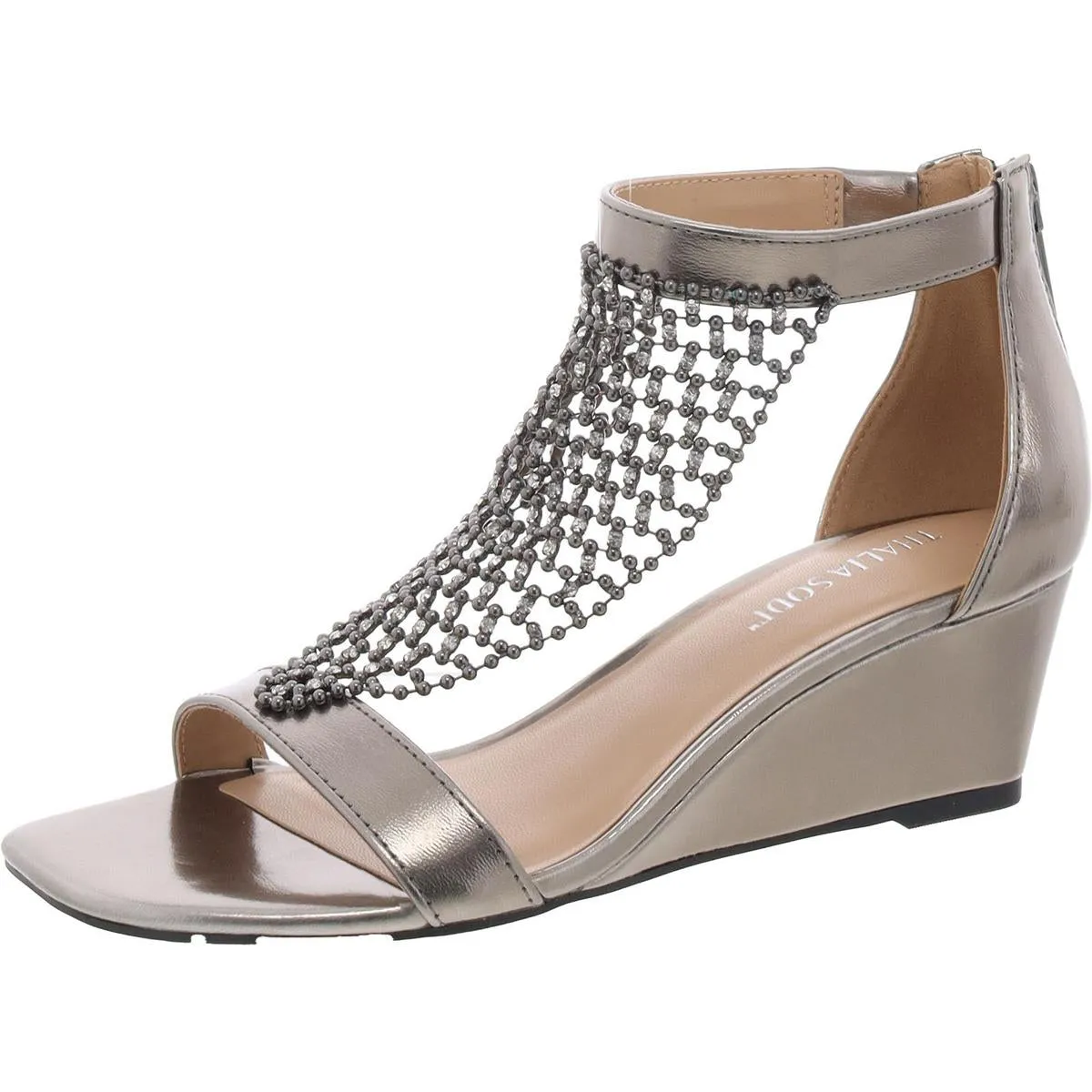 Sheila Womens Leather Cork Wedge Sandals