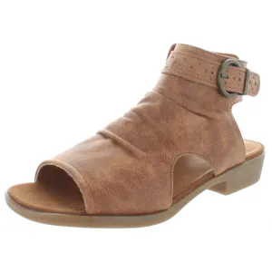 Sheridyn Womens Faux Leather Open Toe Flat Sandals