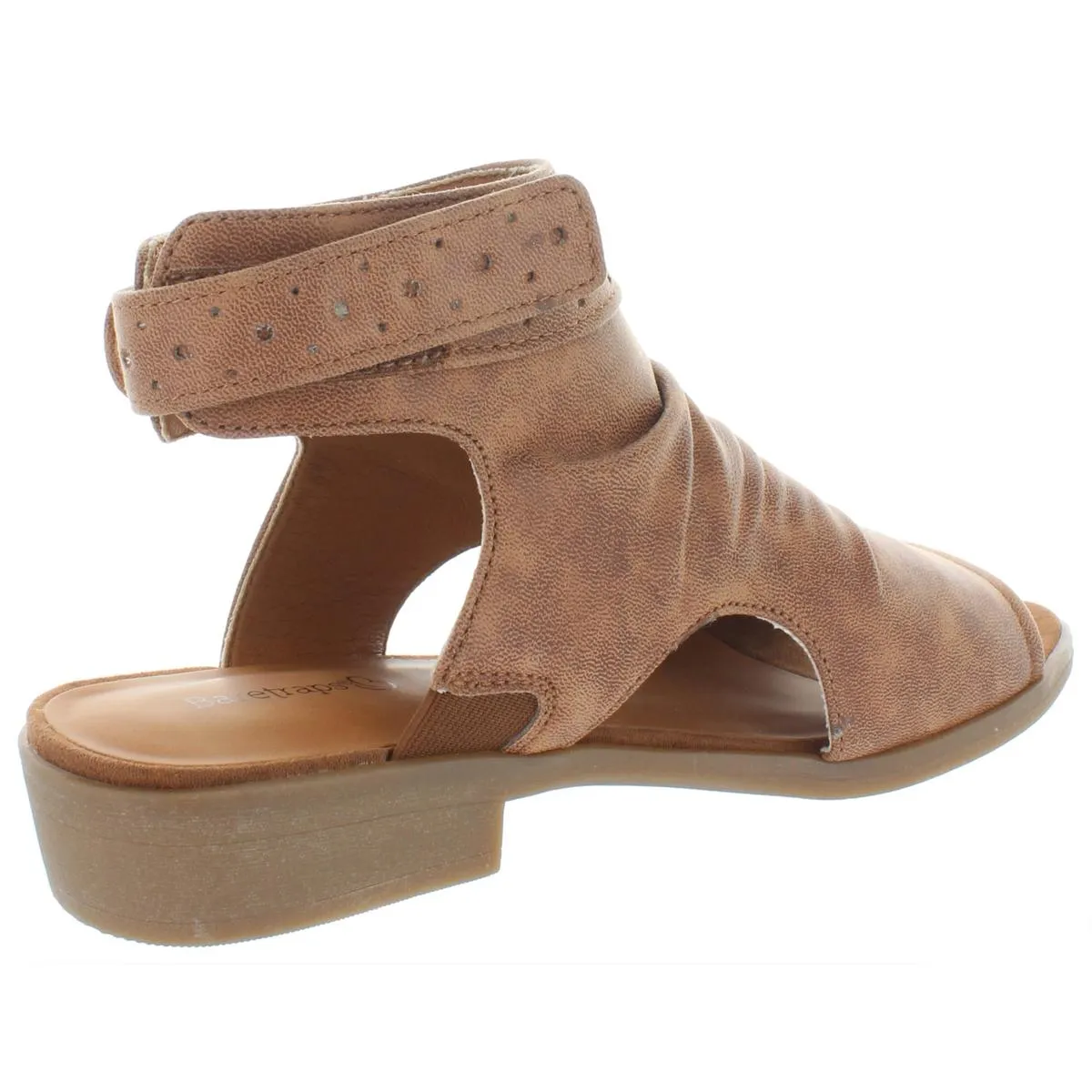 Sheridyn Womens Faux Leather Open Toe Flat Sandals