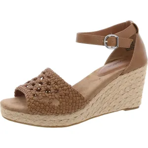 Sheryy Womens Faux Leather Peep Toe Wedge Sandals